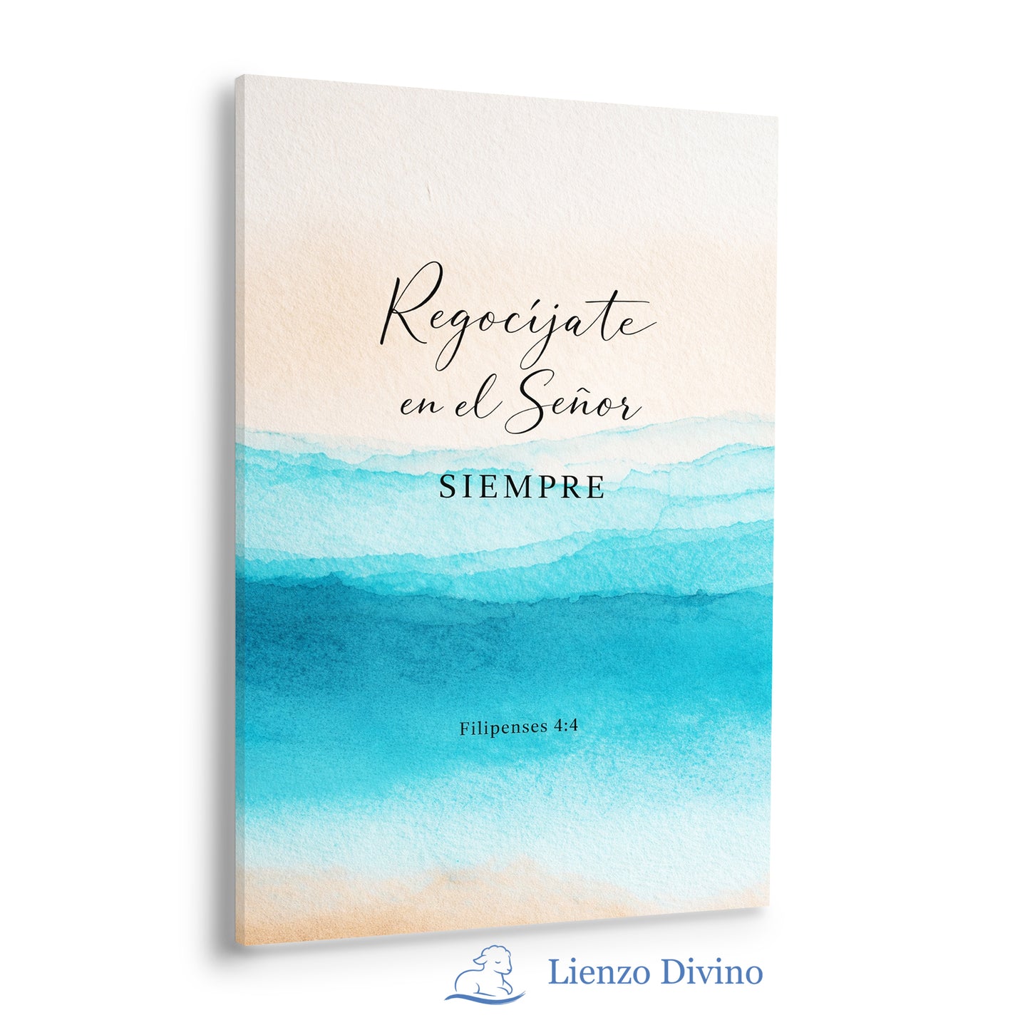 Regocíjate en el Señor Siempre - Cuadro Cristiano Acuarela Azul - C1