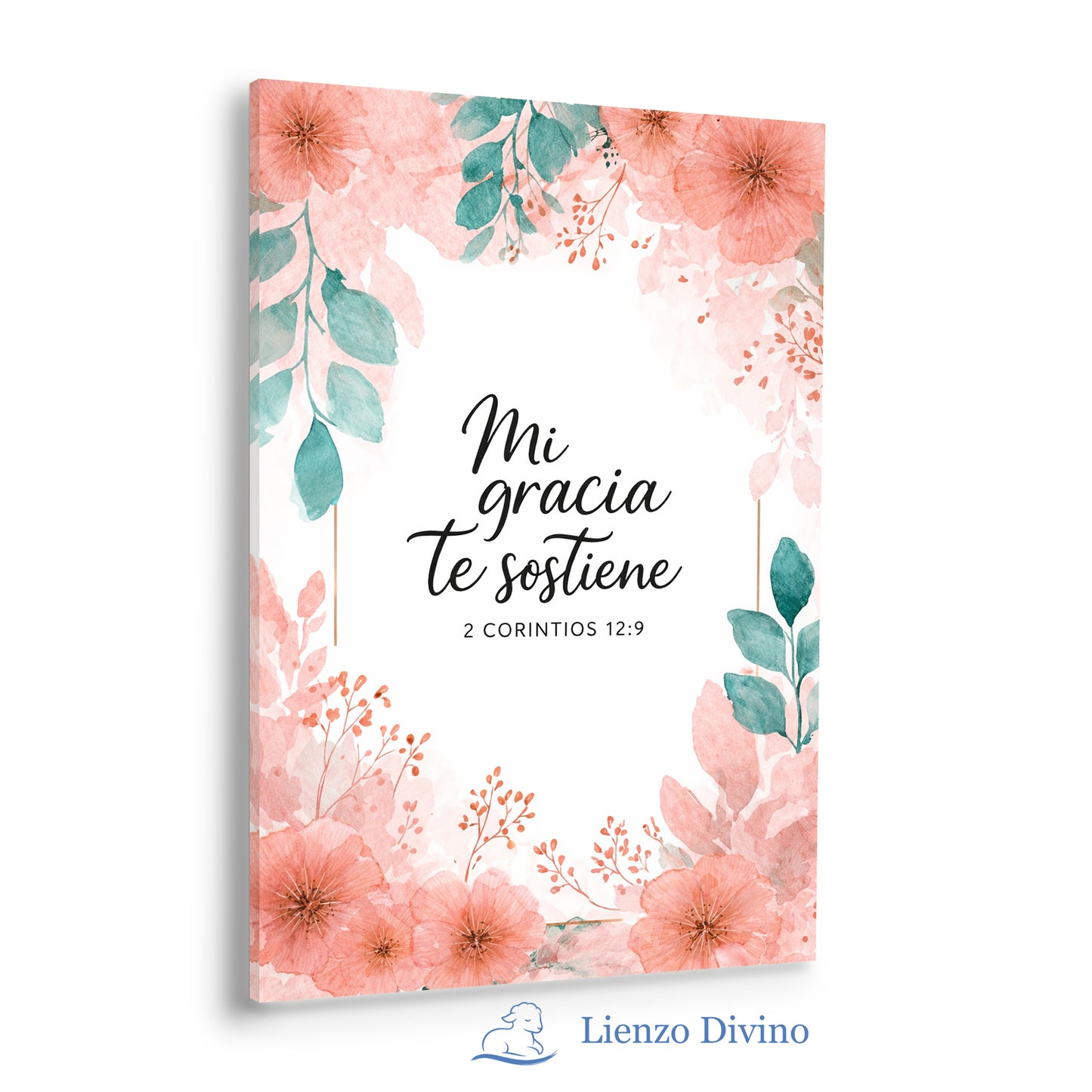 Cuadro Cristiano Floral: Mi Gracia Te Sostiene - C4