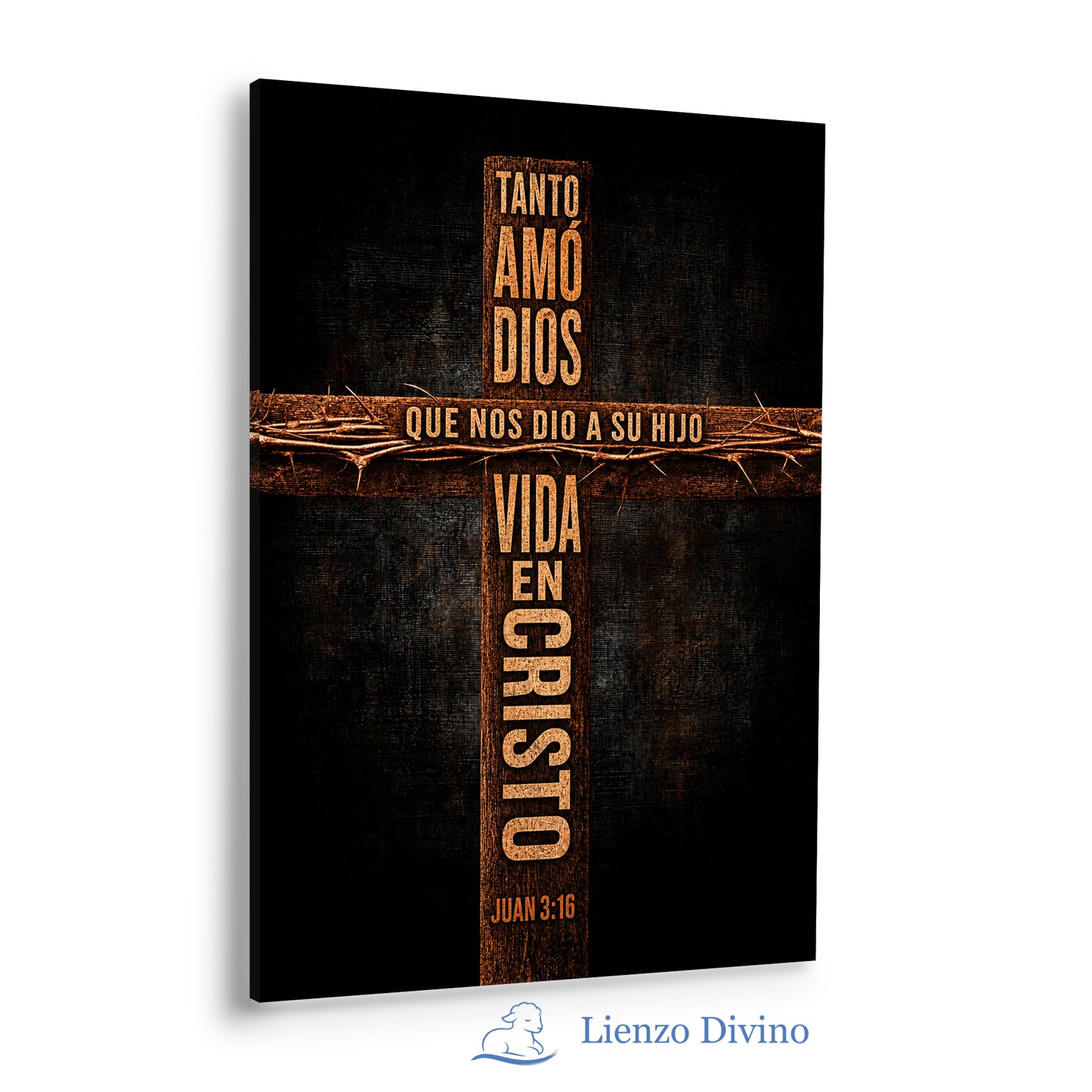 Cruz de Amor y Vida Eterna - Cuadro Cristiano Juan 3:16