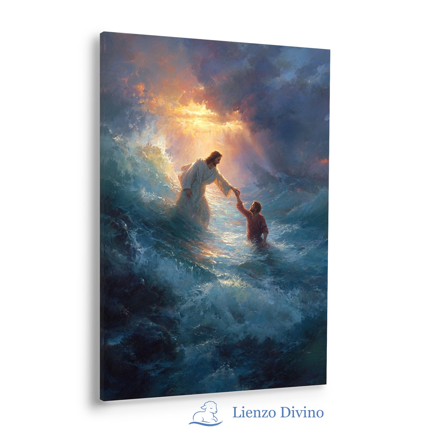 Jesús Nos Rescata en la Tormenta - Cuadro Cristiano