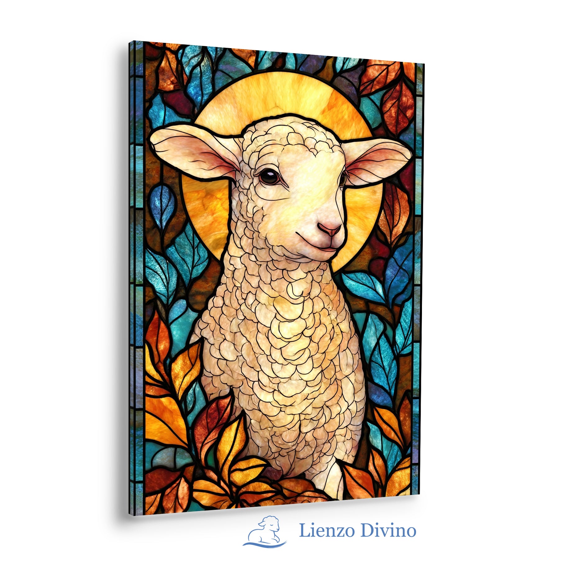 Cordero Sagrado en Vitral — Cuadro Cristiano Decorativo - C1