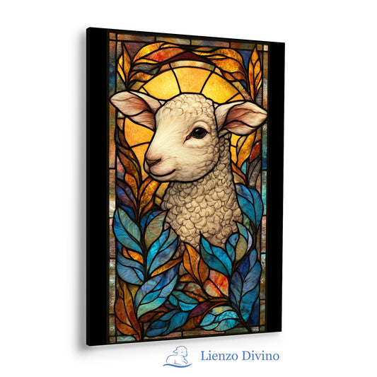 Cordero Sagrado en Vitral — Cuadro Cristiano Decorativo - C3