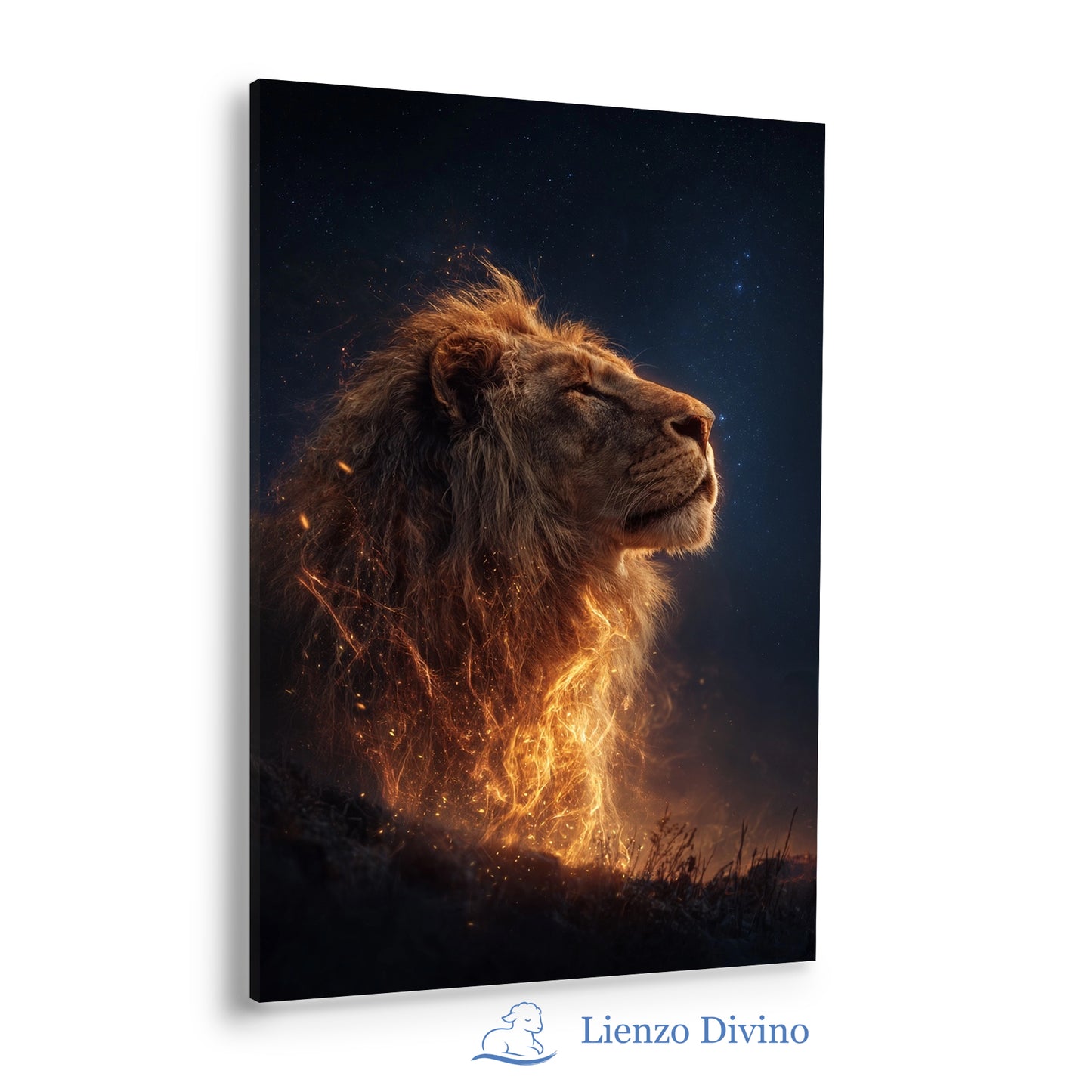 León de Judá en Fuego | Cuadro Cristiano Decorativo - C4