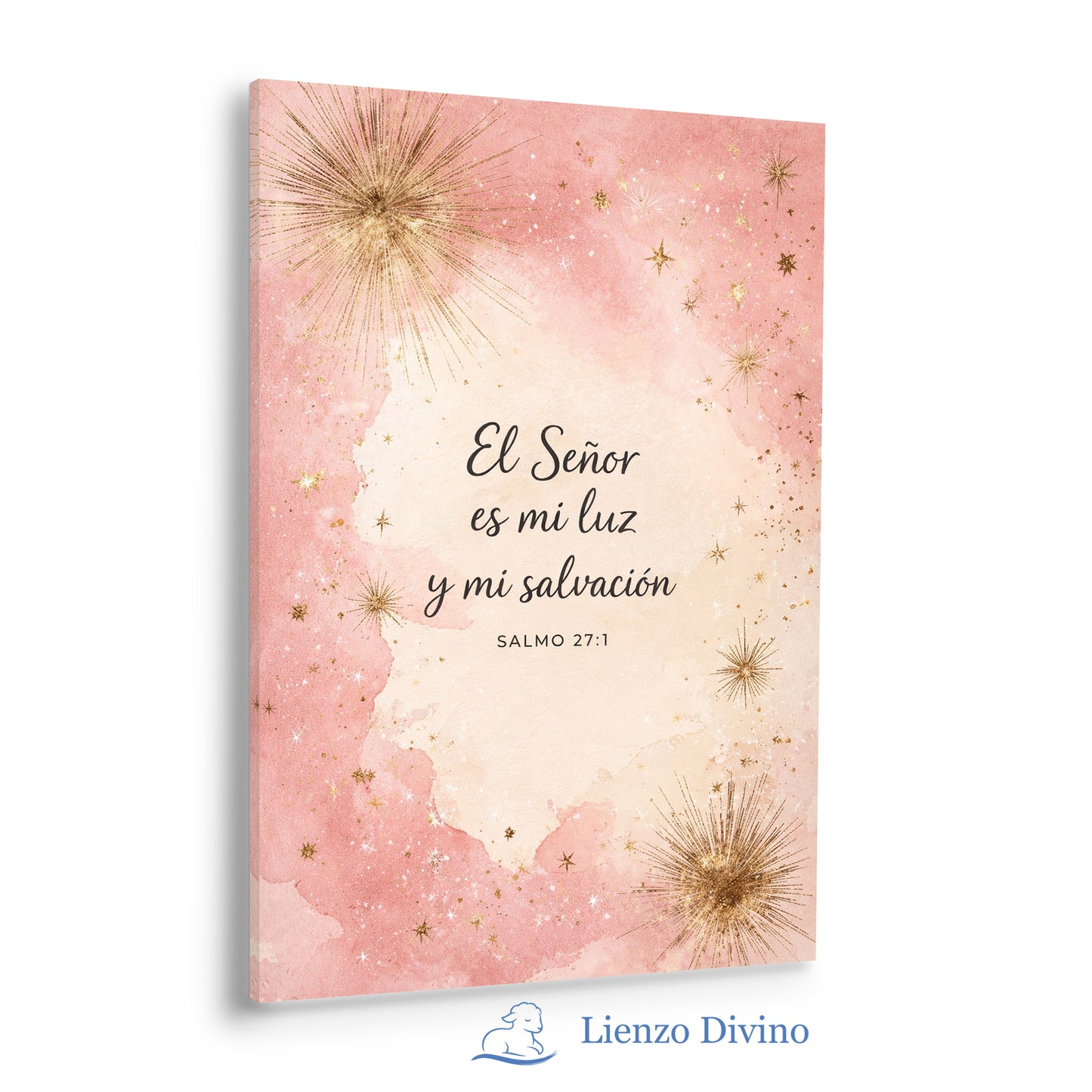El Señor es mi Luz - Cuadro Cristiano en Acuarela Rosa