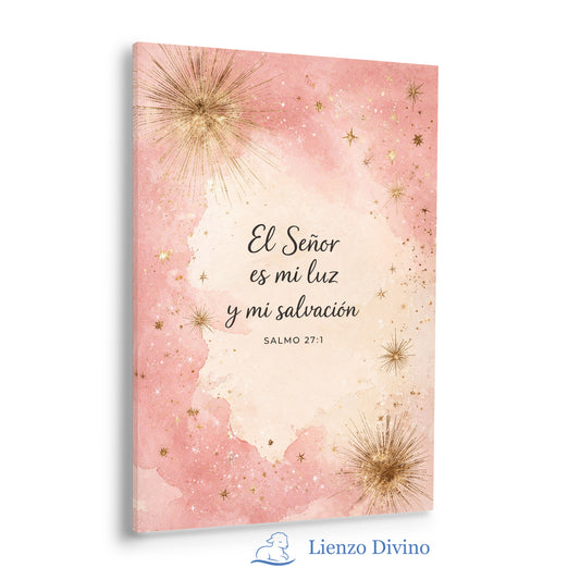 El Señor es mi Luz - Cuadro Cristiano en Acuarela Rosa