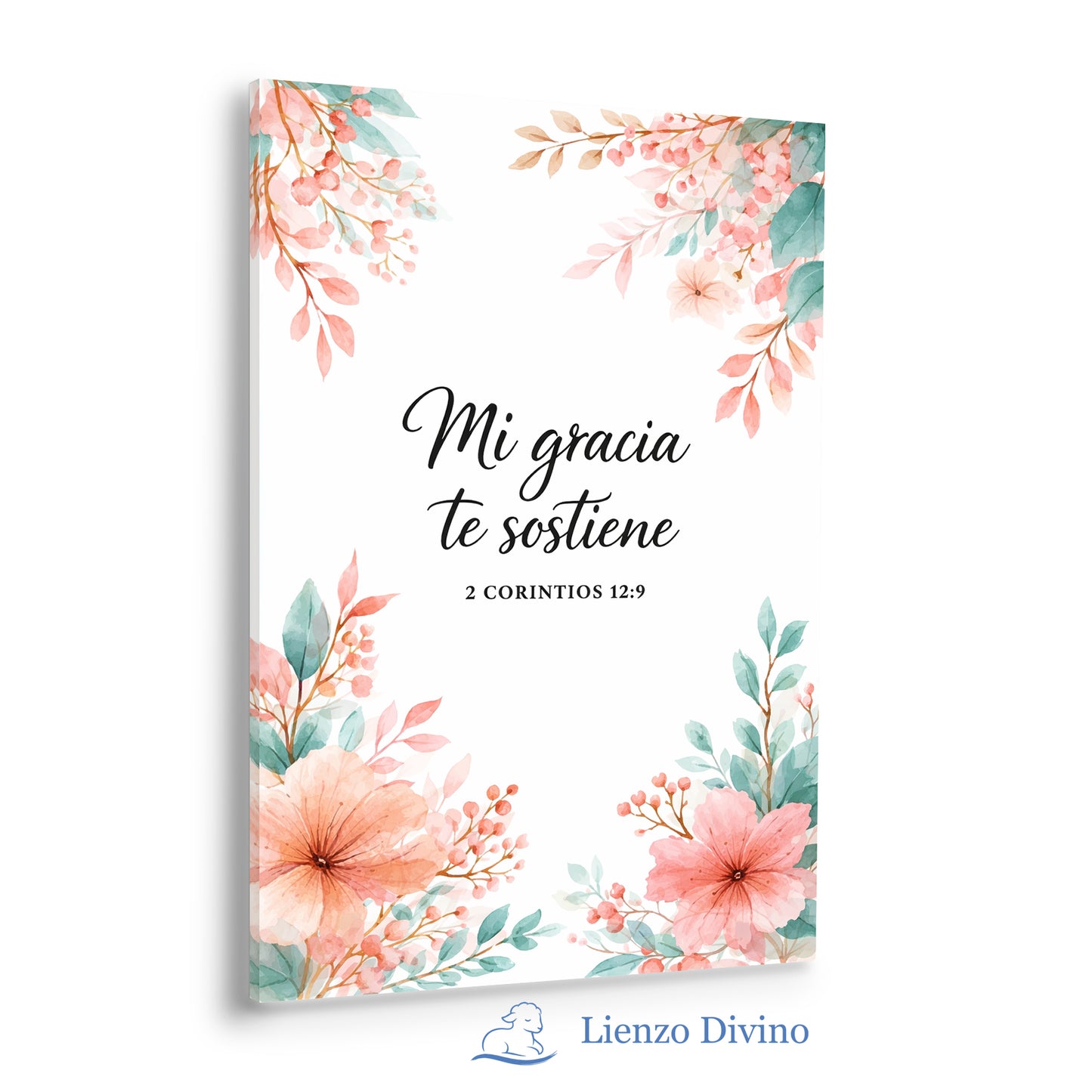 Cuadro Cristiano Floral: Mi Gracia Te Sostiene - C1