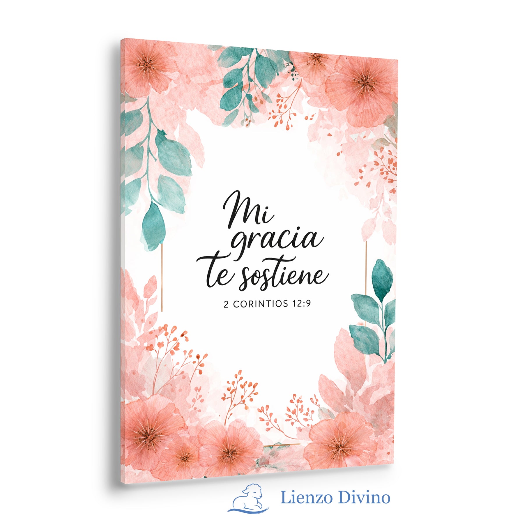 Cuadro Cristiano Floral: Mi Gracia Te Sostiene - C4