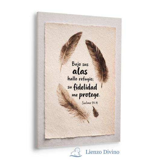 Salmo 91:4 Bajo Sus Alas - Cuadro Cristiano Decorativo