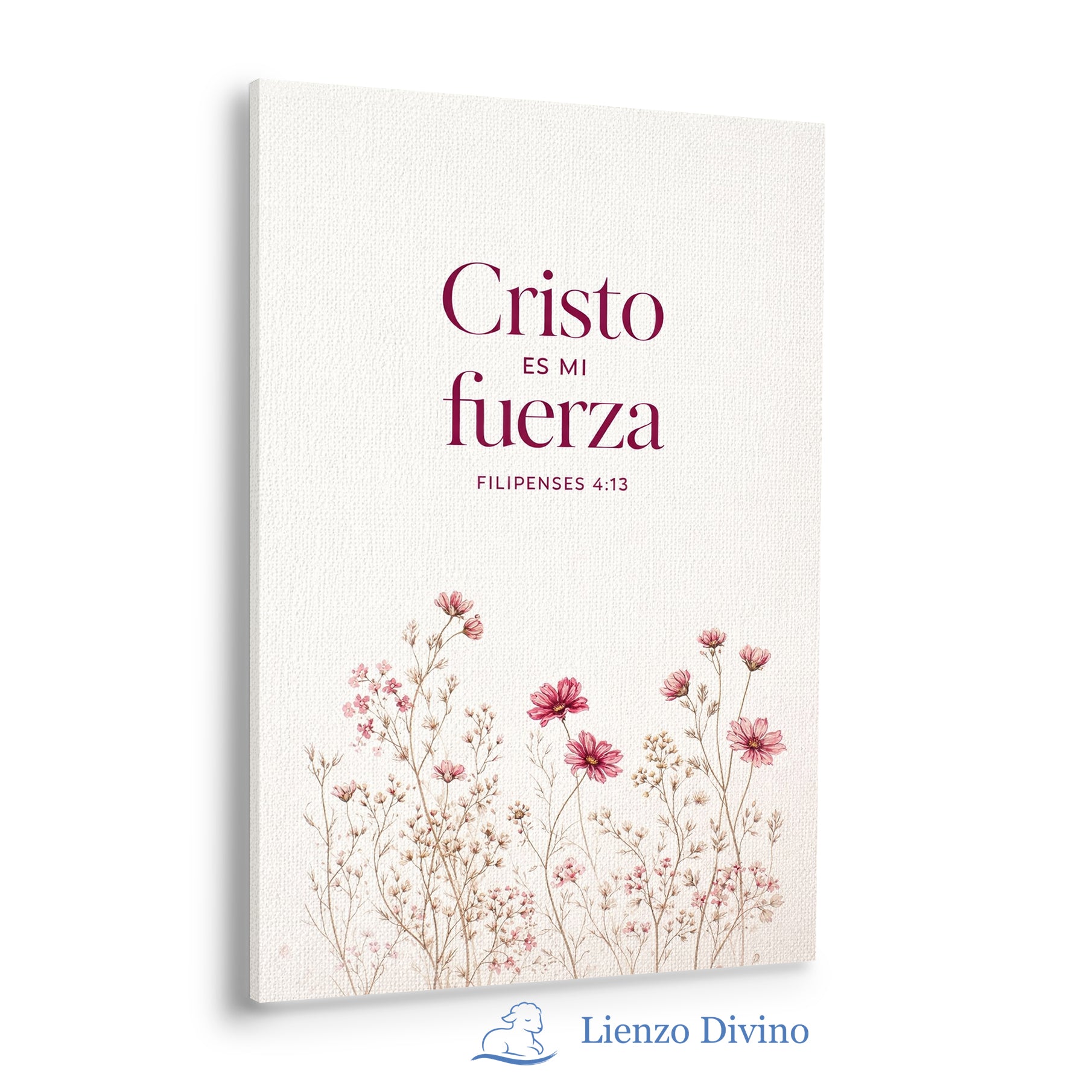 Cristo es mi fuerza - Cuadro cristiano floral - C2