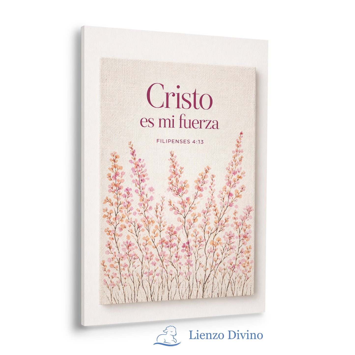 Cristo es mi fuerza - Cuadro cristiano floral - C4