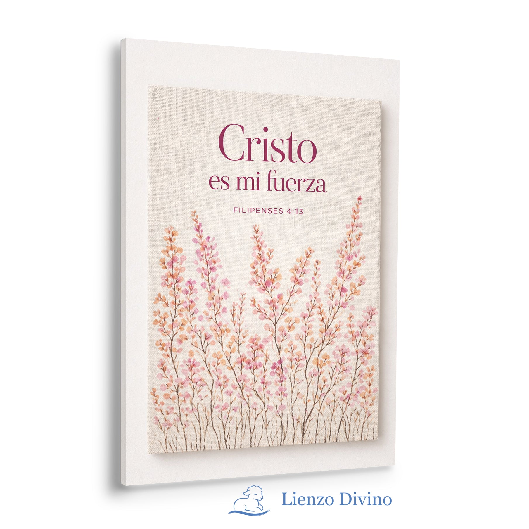 Cristo es mi fuerza - Cuadro cristiano floral - C4